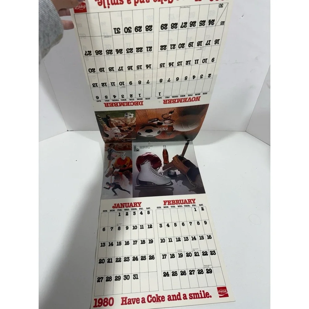 1979 1980‎ Coca Cola Calendar Coke Moscow Lake Placid Olympics Boycott Flame
